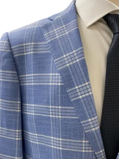 Private Label Mens Light Blue Windowpane Classic Fit Blazer Sportcoat