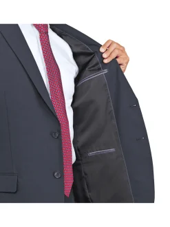 Private Label Solid Black Regular Fit 100% Wool 2 Piece Suit With Pleated Pants
