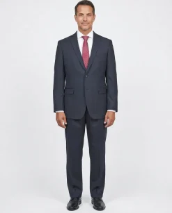 Private Label Solid Black Regular Fit 100% Wool 2 Piece Suit With Pleated Pants
