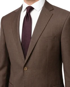 Prontomoda Brown Check Regular Fit Wool Notch Lapel 2 Piece Suit