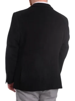 Prontomoda Classic Fit Solid Black Lambs Wool Cashmere Blend Blazer Sportcoat