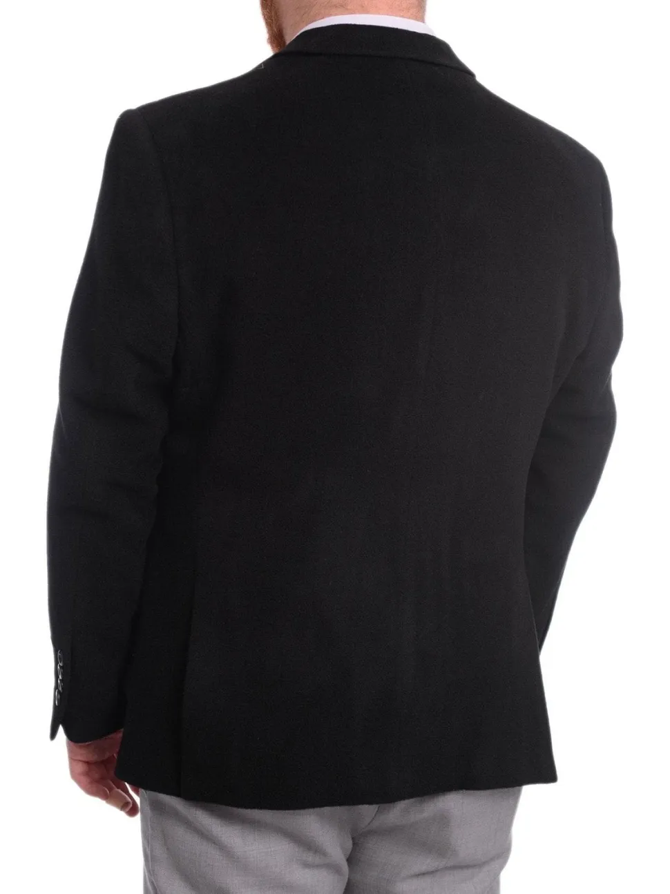 Prontomoda Classic Fit Solid Black Lambs Wool Cashmere Blend Blazer Sportcoat