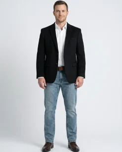 Prontomoda Classic Fit Solid Black Lambs Wool Cashmere Blend Blazer Sportcoat