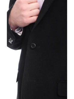 Prontomoda Classic Fit Solid Black Lambs Wool Cashmere Blend Blazer Sportcoat