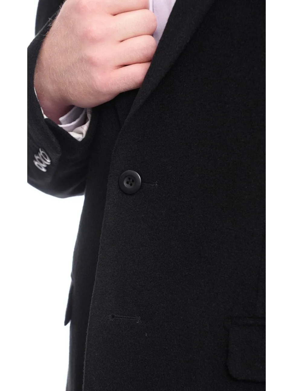Prontomoda Classic Fit Solid Black Lambs Wool Cashmere Blend Blazer Sportcoat