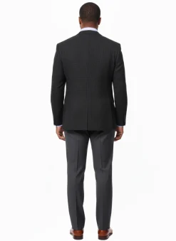 Prontomoda Mens Black& Blue Plaid 100% Wool Regular Fit Blazer Sport Coat