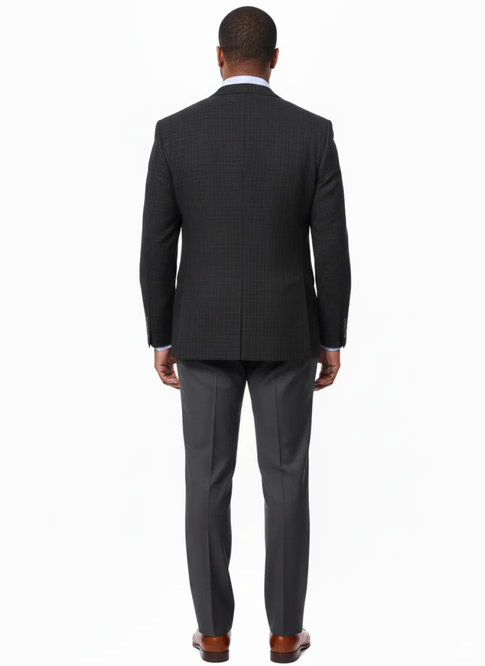 Prontomoda Mens Black& Blue Plaid 100% Wool Regular Fit Blazer Sport Coat