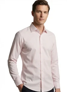 Proper Shirtings Pink Pintripe Contemporary Fit Spread Collar Wrinkle Free 100 2 Ply Cotton Dress Shirt