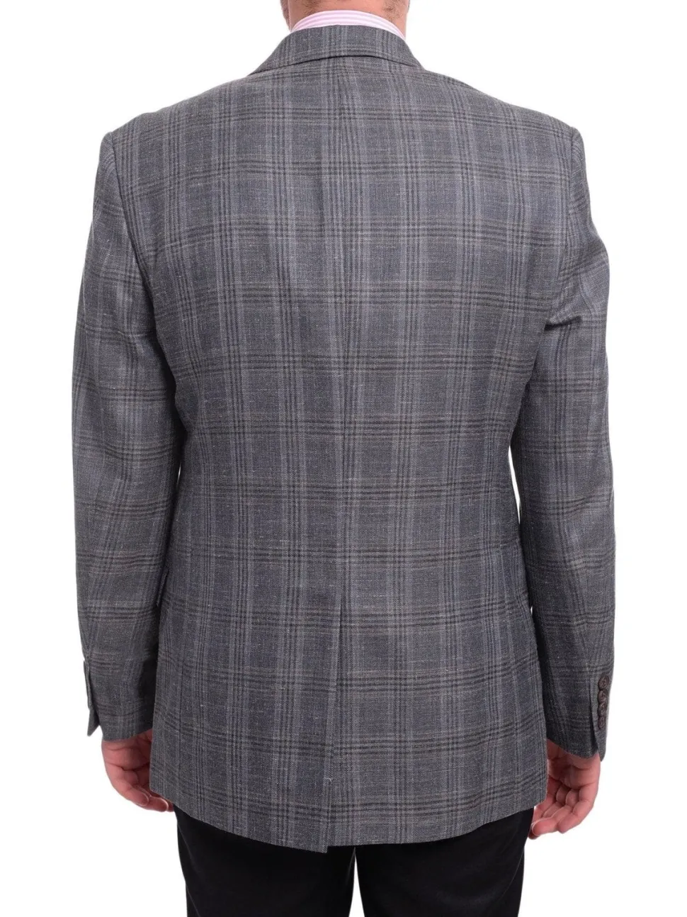 Ralph Lauren Blue Subtle Brown Plaid Wool Silk Linen Blend Blazer Sportcoat