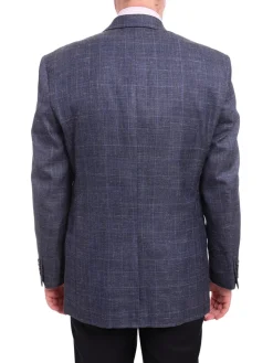 Ralph Lauren Classic Fit Blue Plaid Two Button Wool Silk Blend Blazer Sportcoat