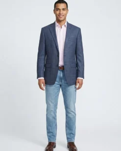 Ralph Lauren Classic Fit Blue Plaid Two Button Wool Silk Blend Blazer Sportcoat
