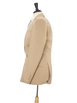 Ralph Lauren Purple Label Mens 38L Tan 100% Silk Double Breasted 2 Piece Suit