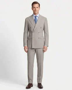 Ralph Lauren Purple Label Mens 40L Gray 100% Wool Double Breasted 2 Piece Suit
