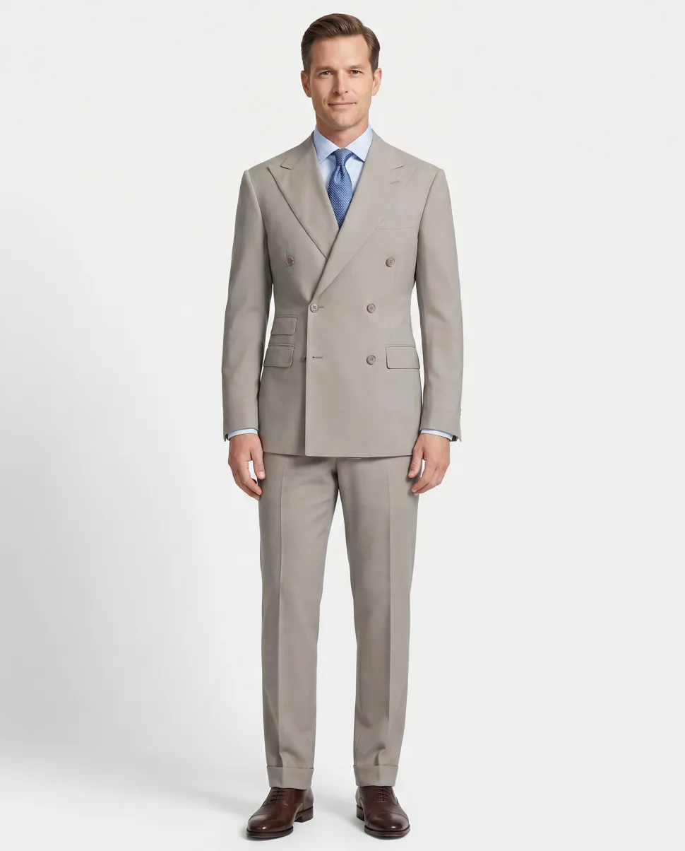 Ralph Lauren Purple Label Mens 40L Gray 100% Wool Double Breasted 2 Piece Suit
