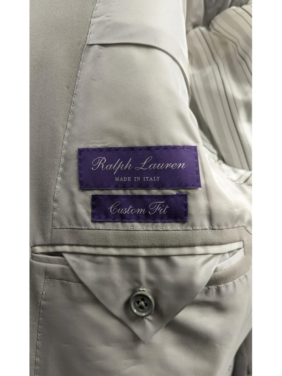 Ralph Lauren Purple Label Mens 40L Gray 100% Wool Double Breasted 2 Piece Suit