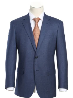 Raphael Birdseye Blue Classic Fit Notch Lapel Wool 2-Button Suit