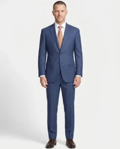 Raphael Birdseye Blue Classic Fit Notch Lapel Wool 2-Button Suit