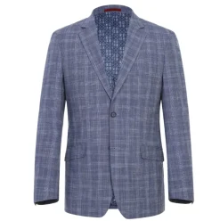 Raphael Blue Checked Slim Fit Stretch Notch Lapel Two Button Suit