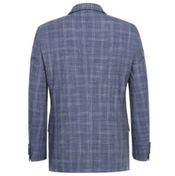 Raphael Blue Checked Slim Fit Stretch Notch Lapel Two Button Suit