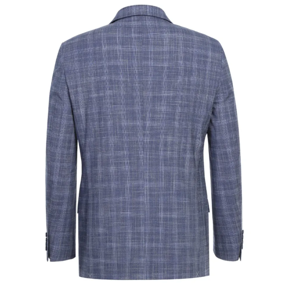 Raphael Blue Checked Slim Fit Stretch Notch Lapel Two Button Suit