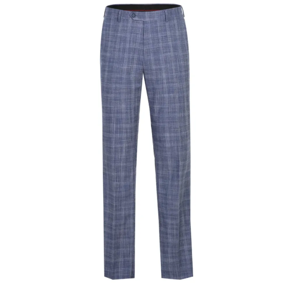 Raphael Blue Checked Slim Fit Stretch Notch Lapel Two Button Suit