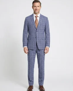 Raphael Blue Checked Slim Fit Stretch Notch Lapel Two Button Suit