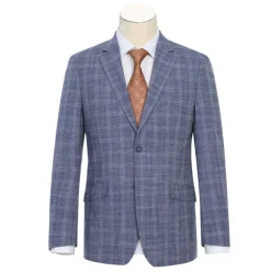 Raphael Blue Checked Slim Fit Stretch Notch Lapel Two Button Suit
