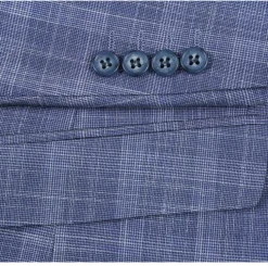 Raphael Blue Checked Slim Fit Stretch Notch Lapel Two Button Suit