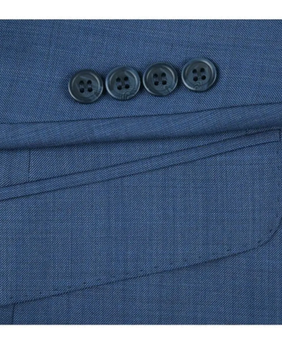 Raphael Blue Check Slim Fit Notch Lapel 2 Button Stretch Suit