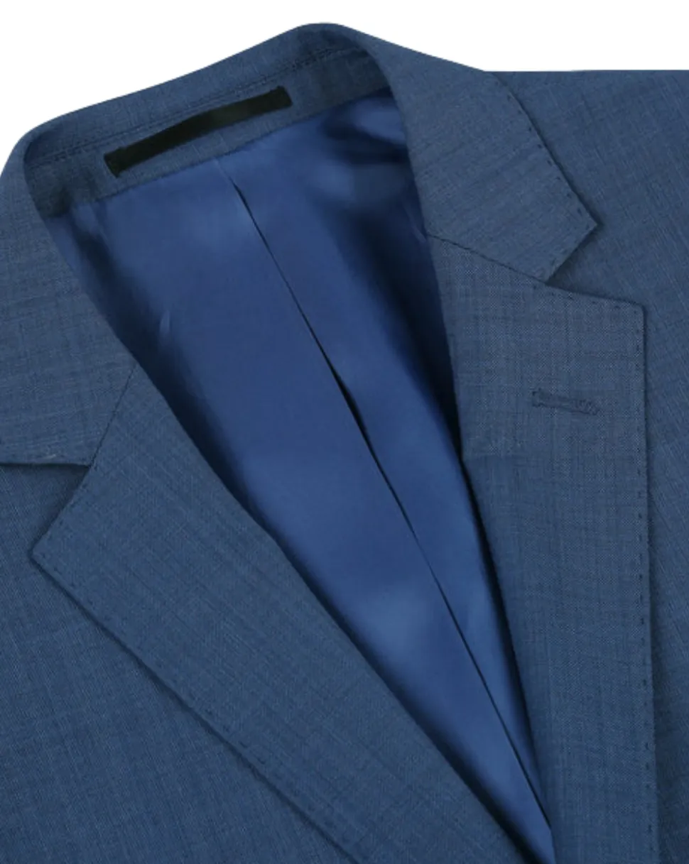 Raphael Blue Check Slim Fit Notch Lapel 2 Button Stretch Suit