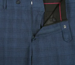 Raphael Blue Plaid Classic Fit Notch Lapel Two Button 3 Piece Suit