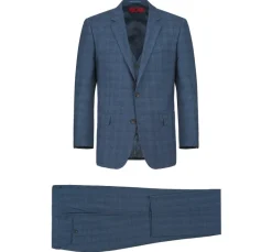 Raphael Blue Plaid Classic Fit Notch Lapel Two Button 3 Piece Suit