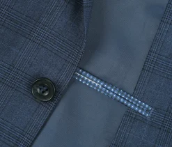 Raphael Blue Plaid Classic Fit Notch Lapel Two Button 3 Piece Suit