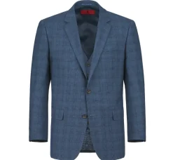 Raphael Blue Plaid Classic Fit Notch Lapel Two Button 3 Piece Suit