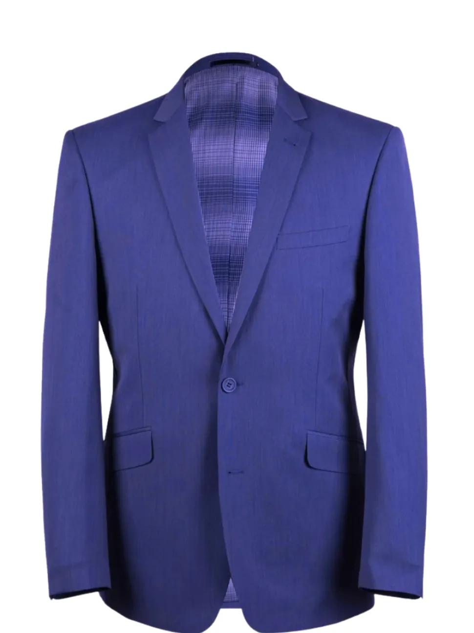 Raphael Blue Textured Slim Fit Notch Lapel Patch Pockets Two Button Stretch Travel Suit