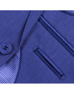 Raphael Blue Textured Slim Fit Notch Lapel Patch Pockets Two Button Stretch Travel Suit