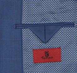 Raphael Blue Windowpane Check Slim Fit Notch Lapel Two Button Suit