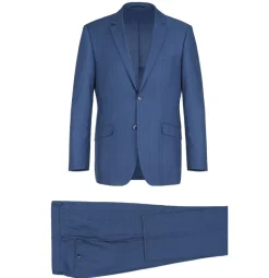 Raphael Blue Windowpane Check Slim Fit Notch Lapel Two Button Suit