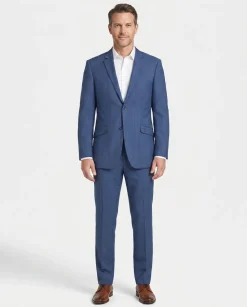 Raphael Blue Windowpane Check Slim Fit Notch Lapel Two Button Suit