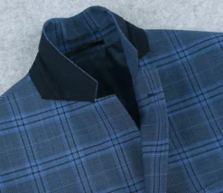 Raphael Blue Windowpane Slim Fit Notch Lapel Stretch Two Button Suit