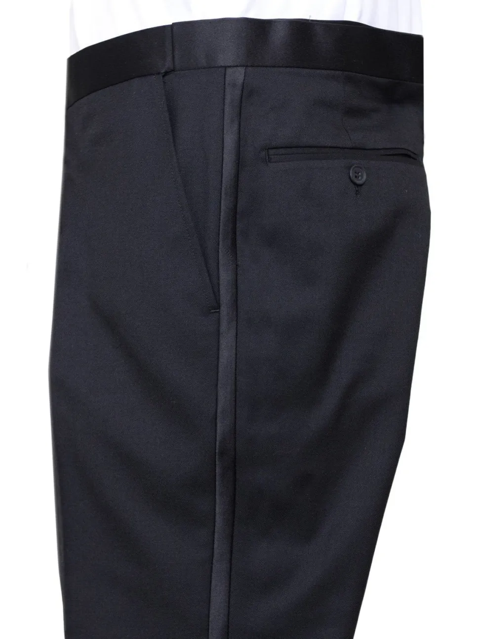 Raphael Classic Fit Solid Black Tuxedo Suit With Satin Stripe On Pant