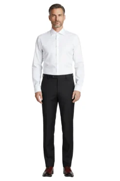 Raphael Classic Fit Solid Black Flat Front Wool Dress Pants