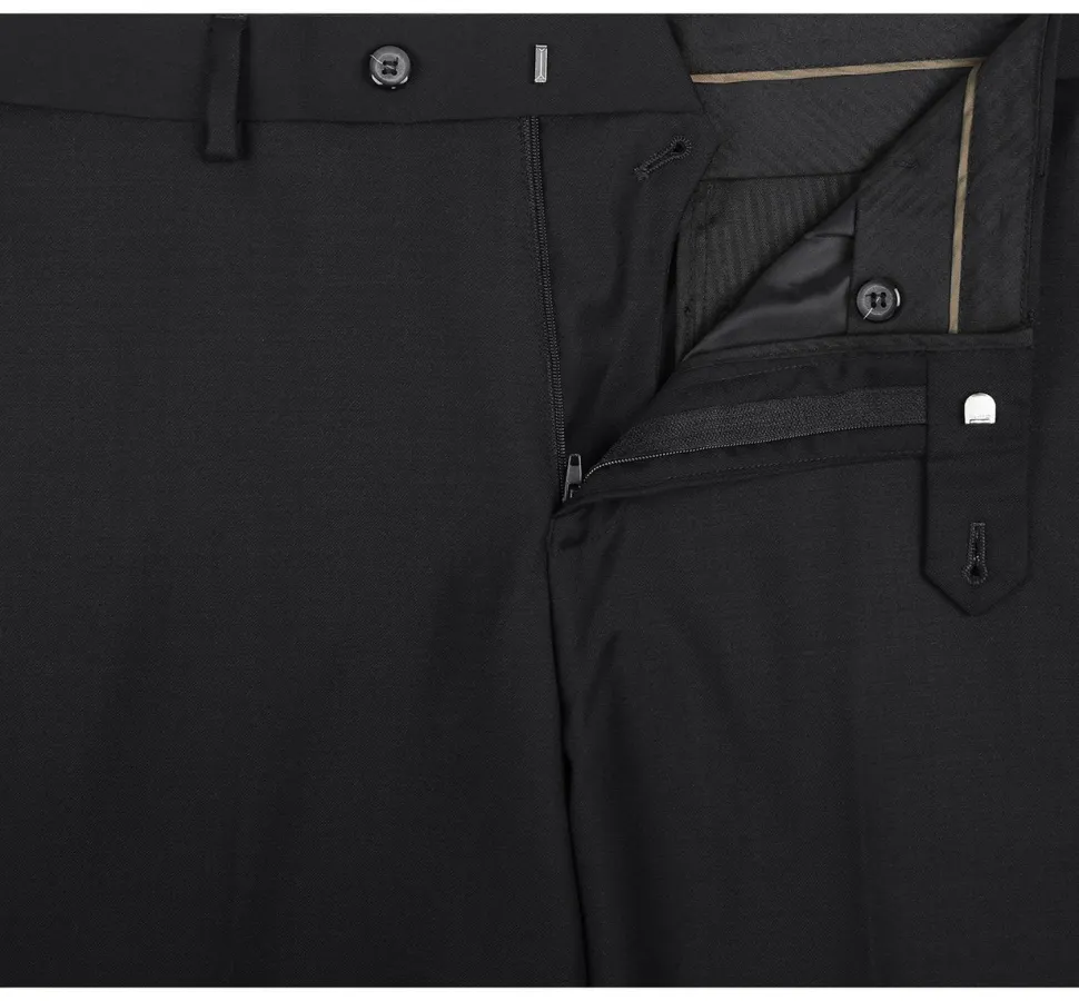 Raphael Classic Fit Solid Black Flat Front Wool Dress Pants