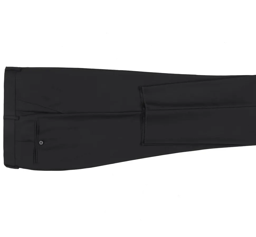 Raphael Classic Fit Solid Black Flat Front Wool Dress Pants