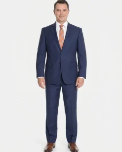 Raphael Classic Fit Solid Blue Two Button Wool Suit