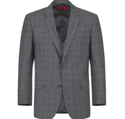 Raphael Gray Plaid Classic Fit Notch Lapel Two Button 3 Piece Suit