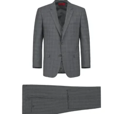 Raphael Gray Plaid Classic Fit Notch Lapel Two Button 3 Piece Suit