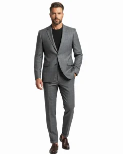 Raphael Gray Plaid Classic Fit Notch Lapel Two Button 3 Piece Suit