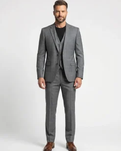 Raphael Gray Plaid Classic Fit Notch Lapel Two Button 3 Piece Suit