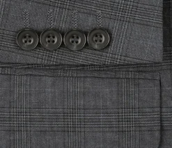 Raphael Gray Plaid Classic Fit Notch Lapel Two Button 3 Piece Suit